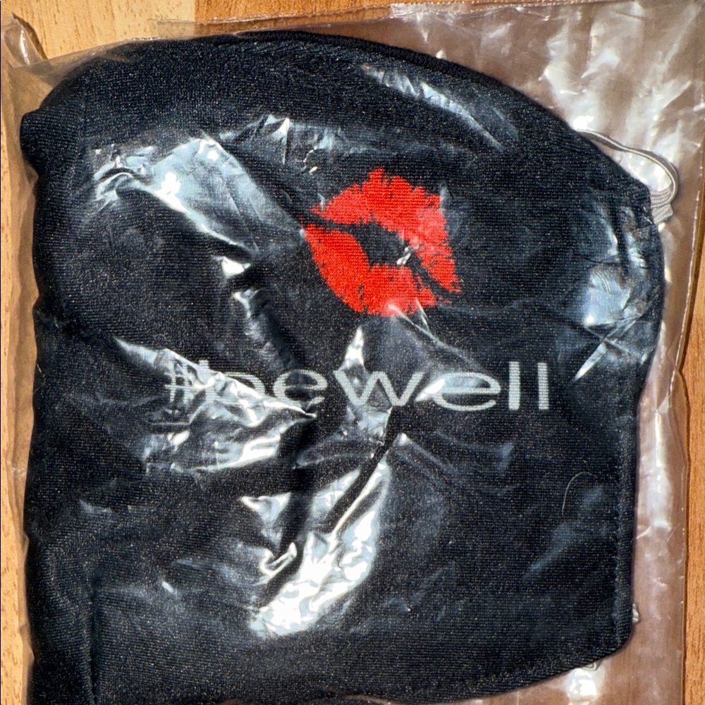 Bebe Black face mask with Red Lip Design